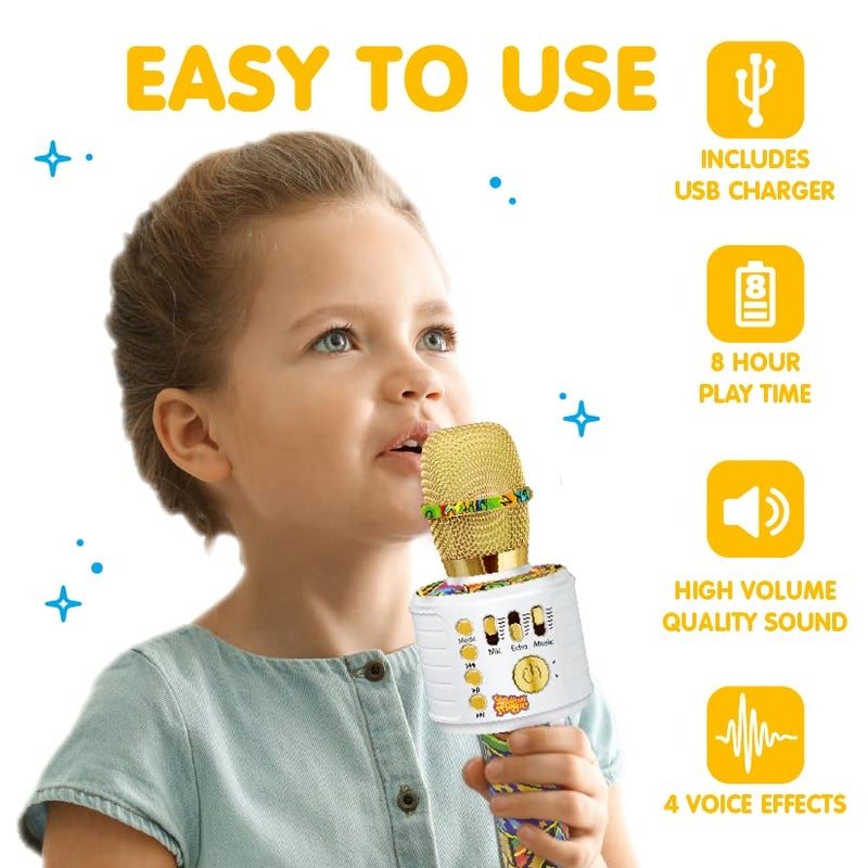 Move2Play, Kids Karaoke Microphone | Includes Bluetooth & Pre-Loaded Songs | Birthday Girls Present for All Ages, 2, 3, 4, 5+ Year Old Girls, Boys & Toddlers (Graffiti) - Image 4